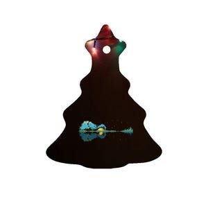 Guitar Lake Reflections Night Sky And Moon Guitar Ceramic Tree Ornament