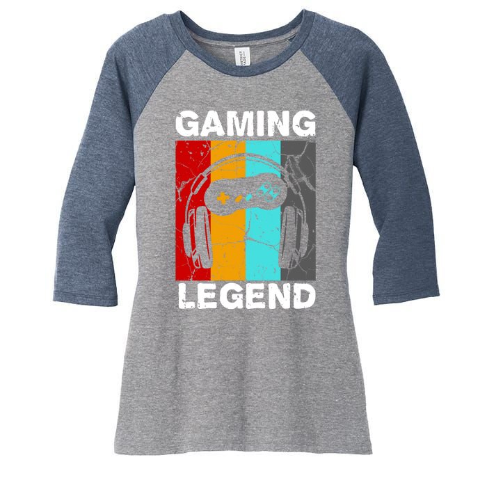 Gaming Legend Retro Women's Tri-Blend 3/4-Sleeve Raglan Shirt