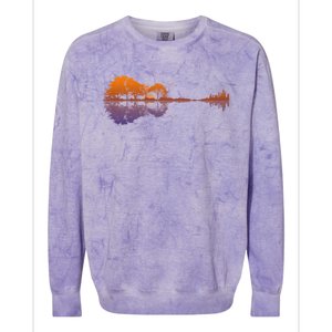 Guitar Lake Reflections Gift Music And Guitar Lover Guitar Gift Colorblast Crewneck Sweatshirt