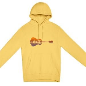 Guitar Lake Reflections Gift Music And Guitar Lover Guitar Gift Premium Pullover Hoodie