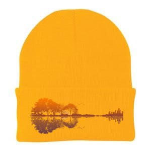 Guitar Lake Reflections Gift Music And Guitar Lover Guitar Gift Knit Cap Winter Beanie