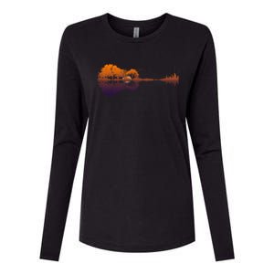 Guitar Lake Reflections Gift Music And Guitar Lover Guitar Gift Womens Cotton Relaxed Long Sleeve T-Shirt