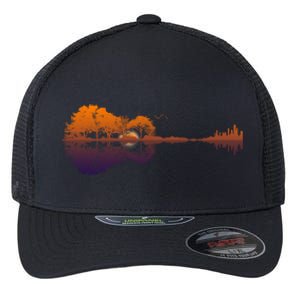 Guitar Lake Reflections Gift Music And Guitar Lover Guitar Gift Flexfit Unipanel Trucker Cap