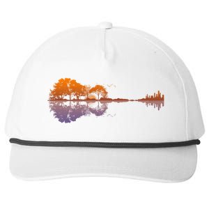 Guitar Lake Reflections Gift Music And Guitar Lover Guitar Gift Snapback Five-Panel Rope Hat