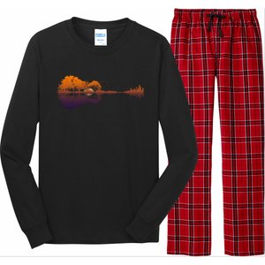 Guitar Lake Reflections Gift Music And Guitar Lover Guitar Gift Long Sleeve Pajama Set