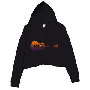 Guitar Lake Reflections Gift Music And Guitar Lover Guitar Gift Crop Fleece Hoodie