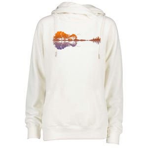 Guitar Lake Reflections Gift Music And Guitar Lover Guitar Gift Womens Funnel Neck Pullover Hood