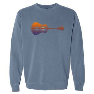 Guitar Lake Reflections Gift Music And Guitar Lover Guitar Gift Garment-Dyed Sweatshirt