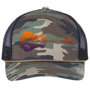 Guitar Lake Reflections Gift Music And Guitar Lover Guitar Gift Retro Rope Trucker Hat Cap