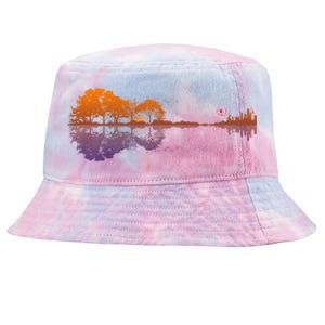 Guitar Lake Reflections Gift Music And Guitar Lover Guitar Gift Tie-Dyed Bucket Hat