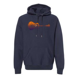 Guitar Lake Reflections Gift Music And Guitar Lover Guitar Gift Premium Hoodie