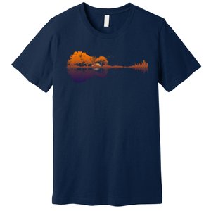 Guitar Lake Reflections Gift Music And Guitar Lover Guitar Gift Premium T-Shirt