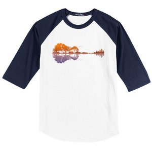 Guitar Lake Reflections Gift Music And Guitar Lover Guitar Gift Baseball Sleeve Shirt