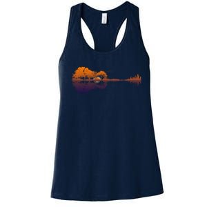 Guitar Lake Reflections Gift Music And Guitar Lover Guitar Gift Women's Racerback Tank