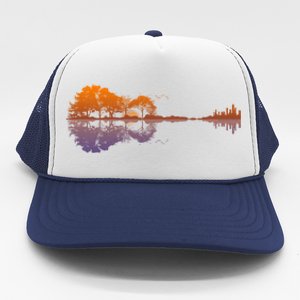 Guitar Lake Reflections Gift Music And Guitar Lover Guitar Gift Trucker Hat