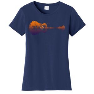 Guitar Lake Reflections Gift Music And Guitar Lover Guitar Gift Women's T-Shirt