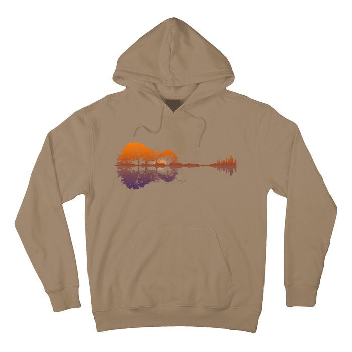 Guitar Lake Reflections Gift Music And Guitar Lover Guitar Gift Hoodie