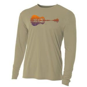 Guitar Lake Reflections Gift Music And Guitar Lover Guitar Gift Cooling Performance Long Sleeve Crew