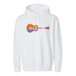 Guitar Lake Reflections Gift Music And Guitar Lover Guitar Gift Garment-Dyed Fleece Hoodie