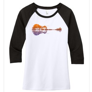 Guitar Lake Reflections Gift Music And Guitar Lover Guitar Gift Women's Tri-Blend 3/4-Sleeve Raglan Shirt