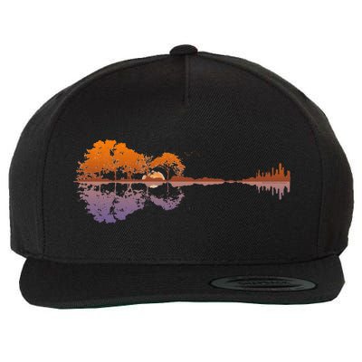 Guitar Lake Reflections Music Lover Wool Snapback Cap