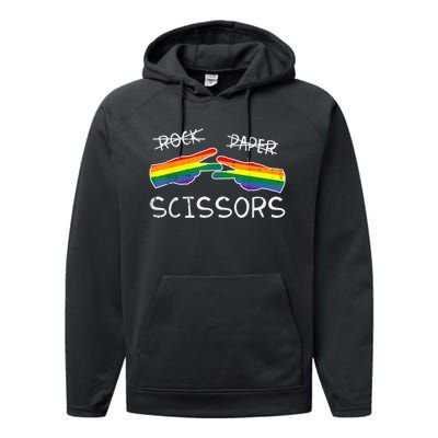 Gay Lesbian Rock Paper Scissors Fun Rainbow Pride Lgbt Women Performance Fleece Hoodie