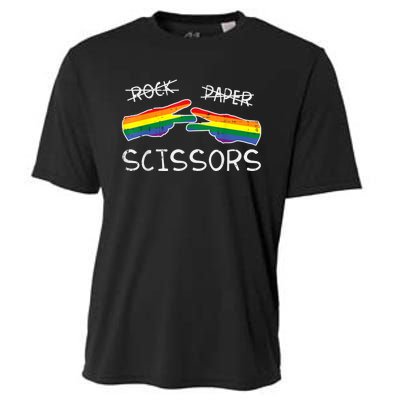 Gay Lesbian Rock Paper Scissors Fun Rainbow Pride Lgbt Women Cooling Performance Crew T-Shirt