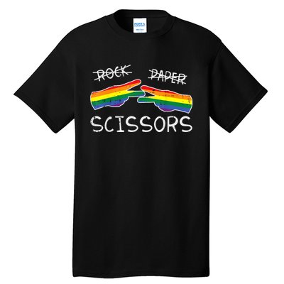 Gay Lesbian Rock Paper Scissors Fun Rainbow Pride Lgbt Women Tall T-Shirt