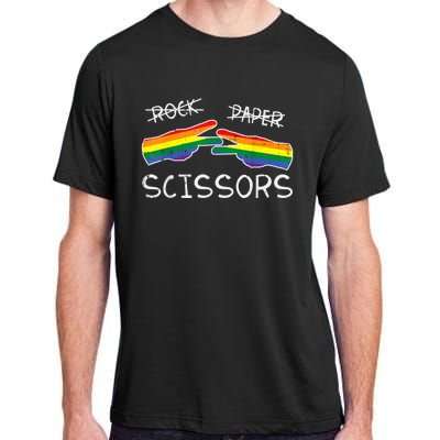 Gay Lesbian Rock Paper Scissors Fun Rainbow Pride Lgbt Women Adult ChromaSoft Performance T-Shirt