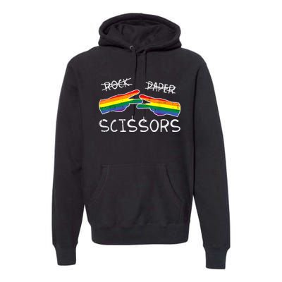 Gay Lesbian Rock Paper Scissors Fun Rainbow Pride Lgbt Women Premium Hoodie