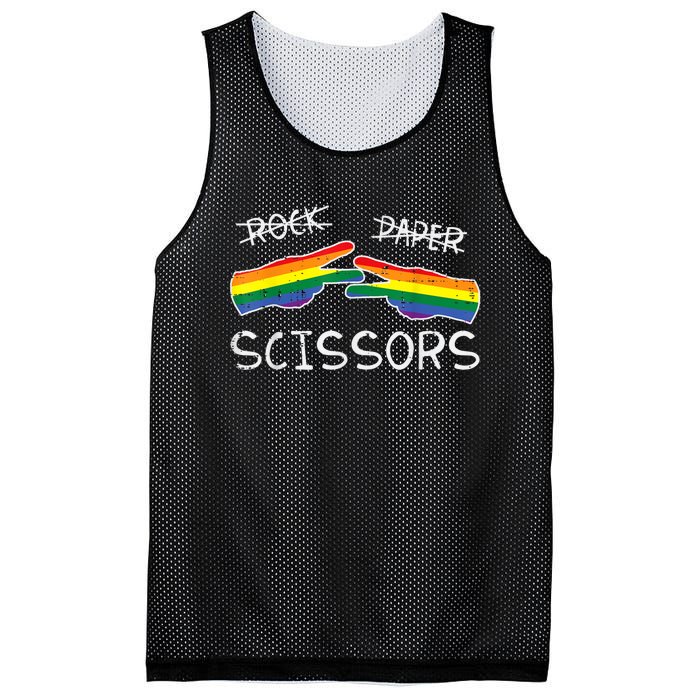 Gay Lesbian Rock Paper Scissors Fun Rainbow Pride Lgbt Women Mesh Reversible Basketball Jersey Tank