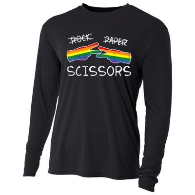 Gay Lesbian Rock Paper Scissors Fun Rainbow Pride Lgbt Women Cooling Performance Long Sleeve Crew