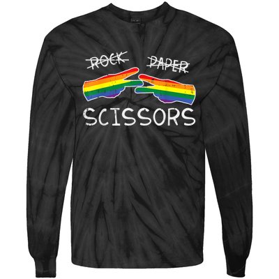 Gay Lesbian Rock Paper Scissors Fun Rainbow Pride Lgbt Women Tie-Dye Long Sleeve Shirt