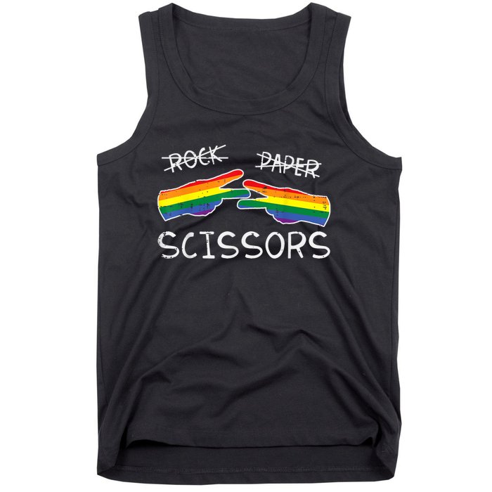 Gay Lesbian Rock Paper Scissors Fun Rainbow Pride Lgbt Women Tank Top