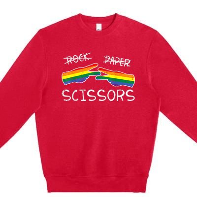 Gay Lesbian Rock Paper Scissors Fun Rainbow Pride Lgbt Women Premium Crewneck Sweatshirt