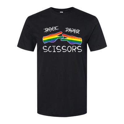 Gay Lesbian Rock Paper Scissors Fun Rainbow Pride Lgbt Women Softstyle CVC T-Shirt