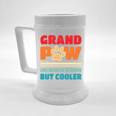 Grandpaw Like Regular Grandpa But Cooler Funny Fathers Day Gift Beer Stein