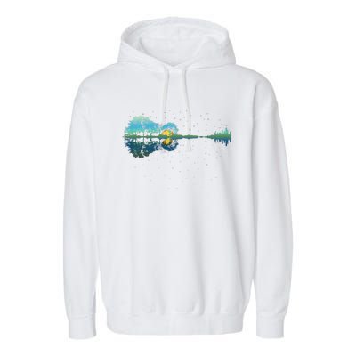 Guitar Lake Reflections Night Sky And Moon Guitar Garment-Dyed Fleece Hoodie