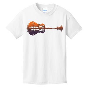 Guitar Lake Reflections Music And Guitar Lover Guitar Kids T-Shirt