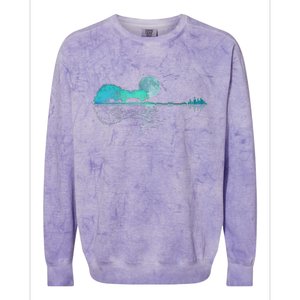 Guitar Lake Reflections Love Musician Acoustic Guitar Colorblast Crewneck Sweatshirt