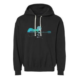 Guitar Lake Reflections Love Musician Acoustic Guitar Garment-Dyed Fleece Hoodie