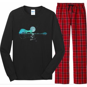 Guitar Lake Reflections Love Musician Acoustic Guitar Long Sleeve Pajama Set