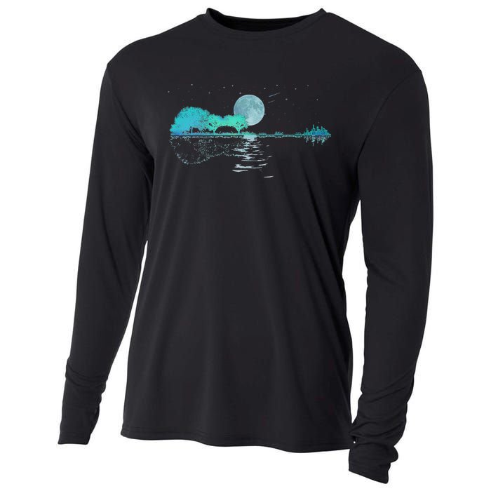 Guitar Lake Reflections Love Musician Acoustic Guitar Cooling Performance Long Sleeve Crew