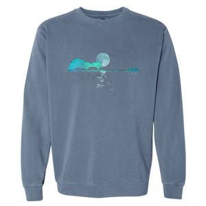 Guitar Lake Reflections Love Musician Acoustic Guitar Garment-Dyed Sweatshirt