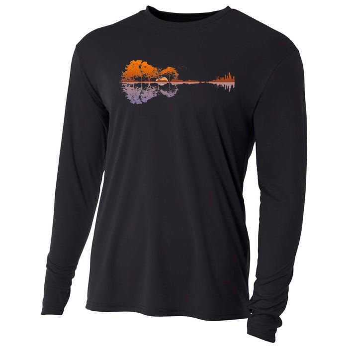 Guitar Lake Reflections Music And Guitar Lover Guitar Cooling Performance Long Sleeve Crew