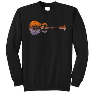 Guitar Lake Reflections Music And Guitar Lover Guitar Tall Sweatshirt