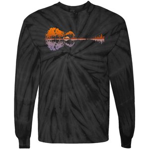 Guitar Lake Reflections Music And Guitar Lover Guitar Tie-Dye Long Sleeve Shirt