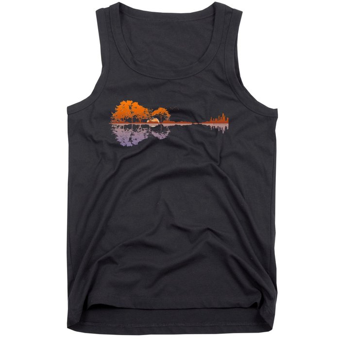 Guitar Lake Reflections Music And Guitar Lover Guitar Tank Top