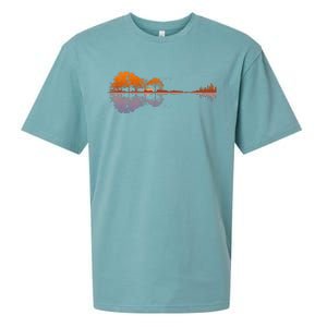 Guitar Lake Reflections Music And Guitar Lover Guitar Sueded Cloud Jersey T-Shirt