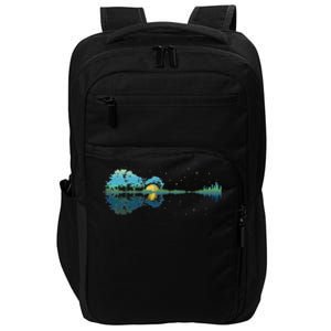 Guitar Lake Reflections Night Sky And Moon Guitar Impact Tech Backpack